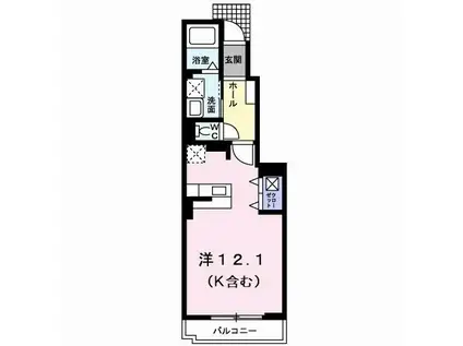 メゾンロアールIIIB(ワンルーム/1階)の間取り写真
