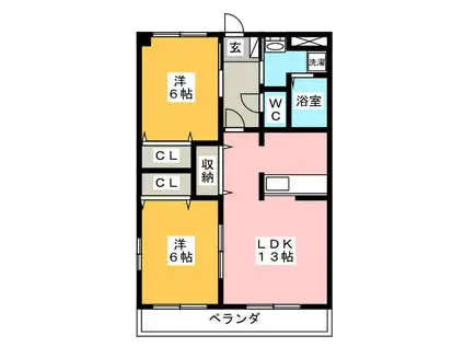 ファインパレス(2LDK/1階)の間取り写真