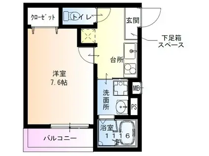 フジパレス我孫子前VI番館(1K/1階)の間取り写真
