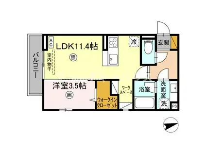 D-ROOM姫子(1LDK/2階)の間取り写真