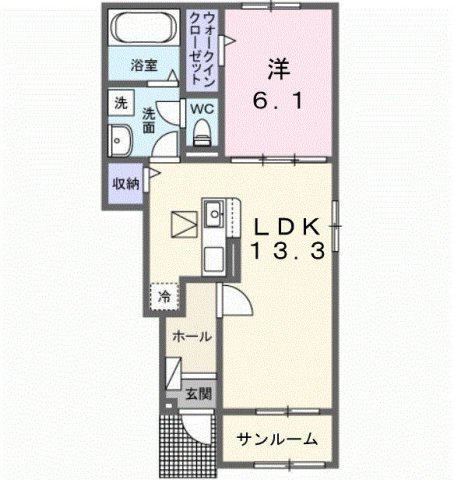 けやきレジデンスα(1LDK/1階)の間取り写真