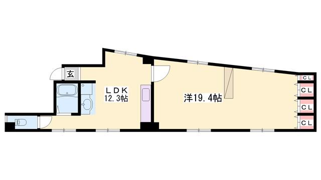 栄町ビル(1LDK/2階)の間取り写真