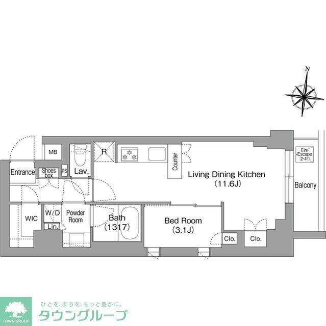 コンフォリア・リヴ大崎(1LDK/5階)の間取り写真