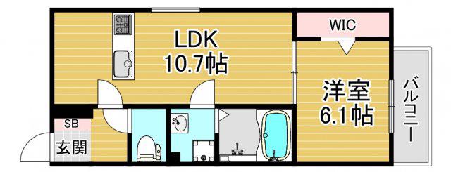 ディアコート A棟(1LDK/2階)の間取り写真