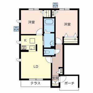 アズールA・B(2LDK/1階)の間取り写真