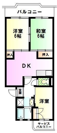 アーバンピアンカ(2LDK/3階)の間取り写真