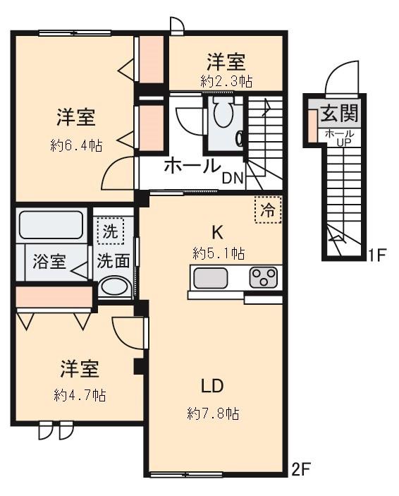 SIERA(2SLDK/2階)の間取り写真