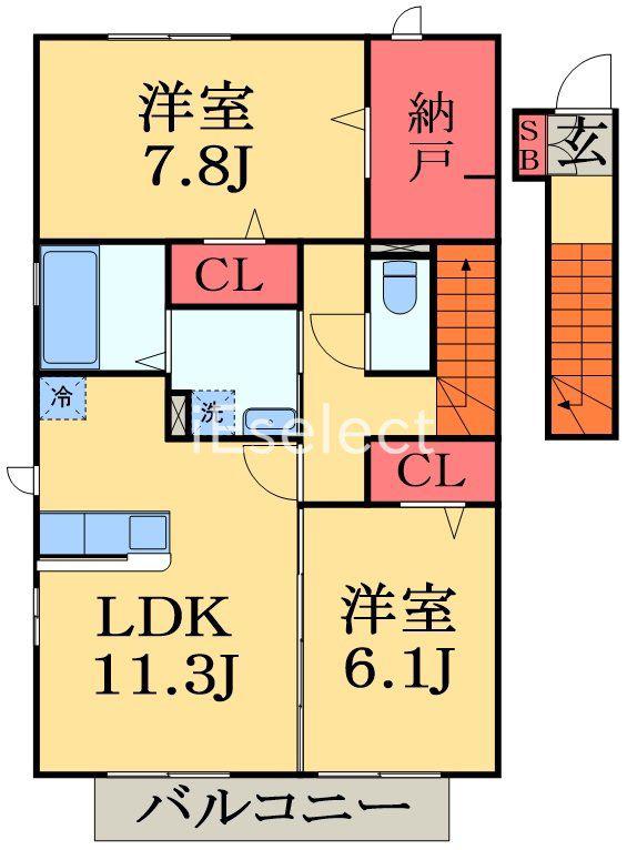 山王NTステージB(2LDK/2階)の間取り写真