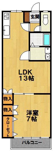 ラ・フォーレのぎ(1LDK/1階)の間取り写真