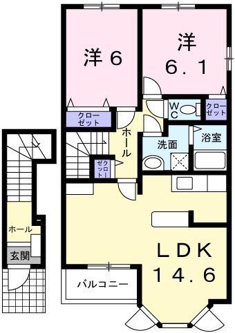 ソレイユ・セタII(2LDK/2階)の間取り写真