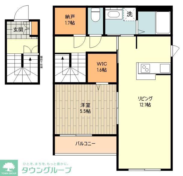 GRANDIR(1SLDK/2階)の間取り写真