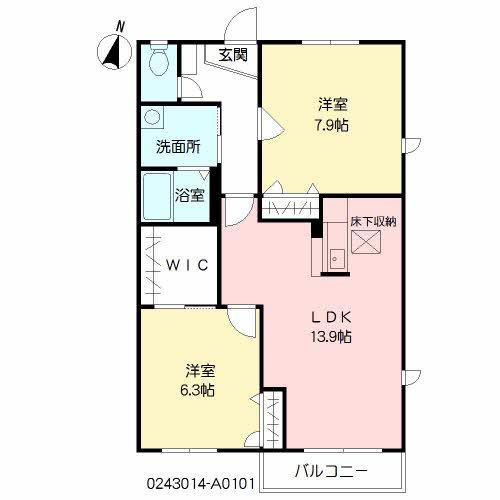 ラ・フェンテ三溝(2LDK/1階)の間取り写真