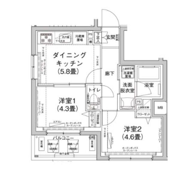 アイルグランデ向島(2DK/3階)の間取り写真