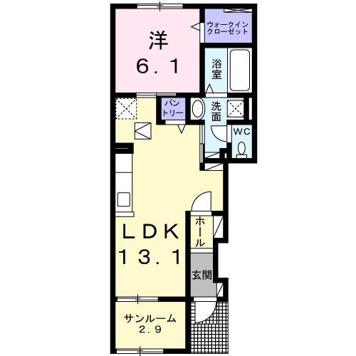 ブリス エイエム I(1LDK/1階)の間取り写真