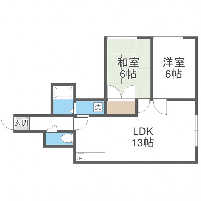 アーバン北郷(2LDK/3階)の間取り写真