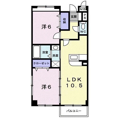 グランベアー(2LDK/2階)の間取り写真