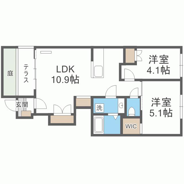 シエル ラフィネ(2LDK/1階)の間取り写真