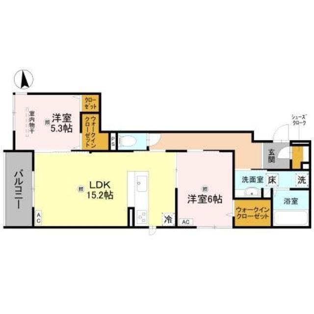 LA COEUR北島(2LDK/1階)の間取り写真