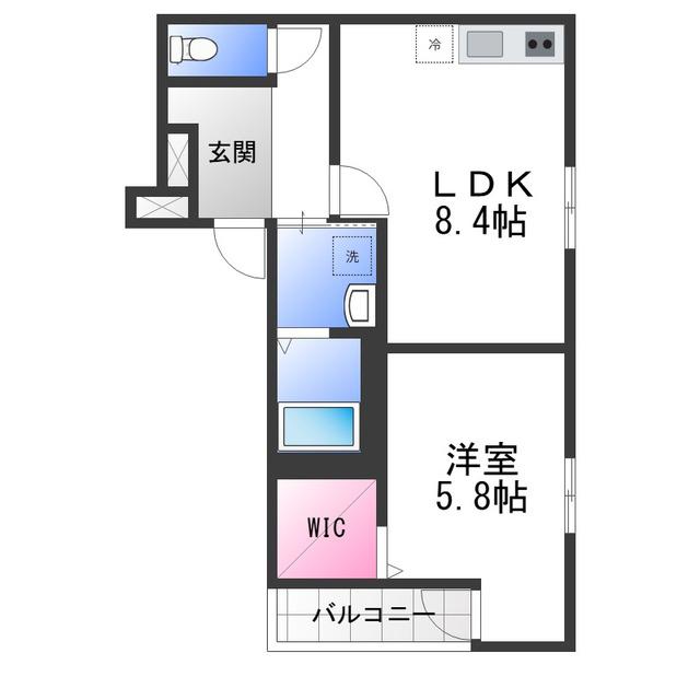 フジパレス羽衣駅南(1LDK/1階)の間取り写真