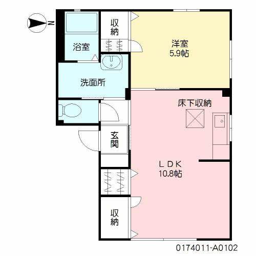 アコール I棟(1LDK/1階)の間取り写真