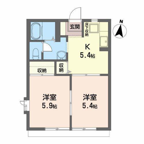 ボヌール・富A(2K/1階)の間取り写真