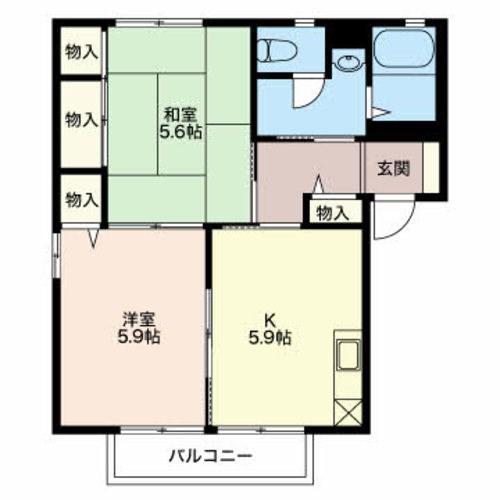 センチュリー西沢 B(2K/2階)の間取り写真