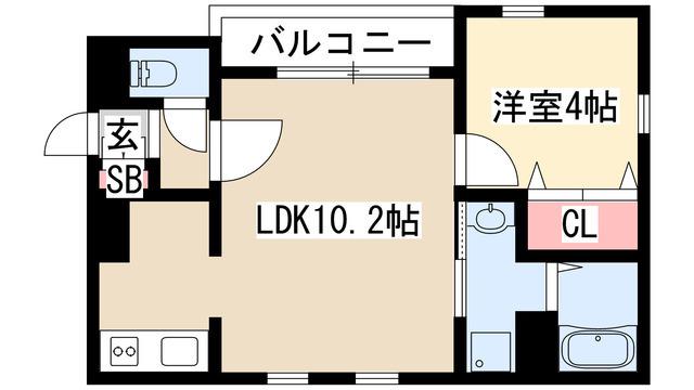 CASSINA(1LDK/1階)の間取り写真