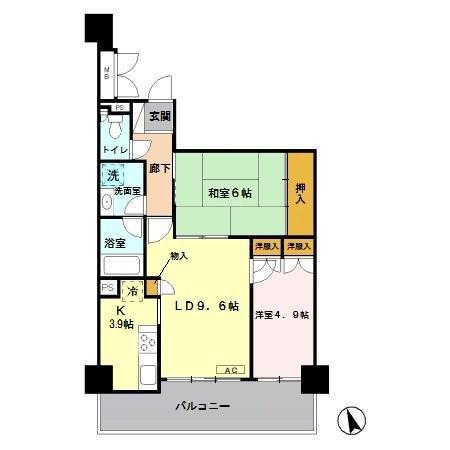 グランデュオ南街区(2LDK/3階)の間取り写真