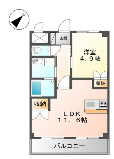 セゾンコアTN(1LDK/2階)の間取り写真