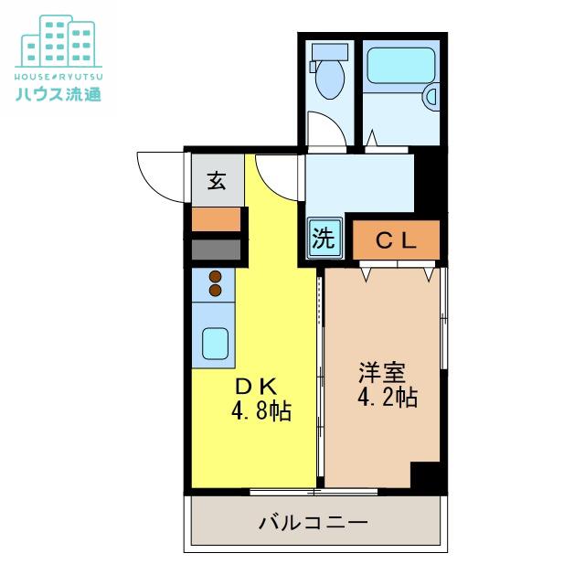 ウィステリア平和町(1DK/3階)の間取り写真