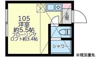 ユナイト鶴見シャンティー2ND(ワンルーム/1階)の間取り写真