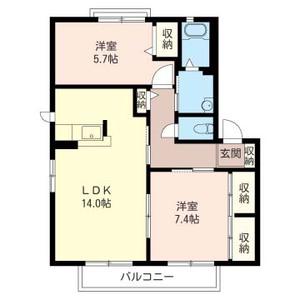 アクアージュA(2LDK/2階)の間取り写真