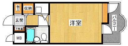 MIZUKI夙川(ワンルーム/1階)の間取り写真