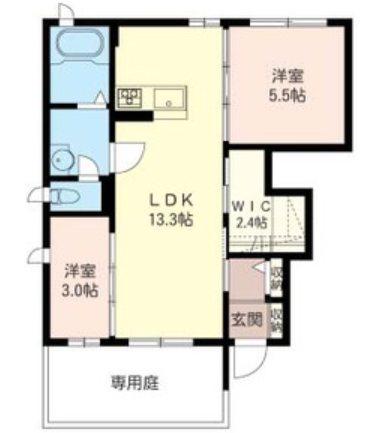 セレーノI(2LDK/1階)の間取り写真