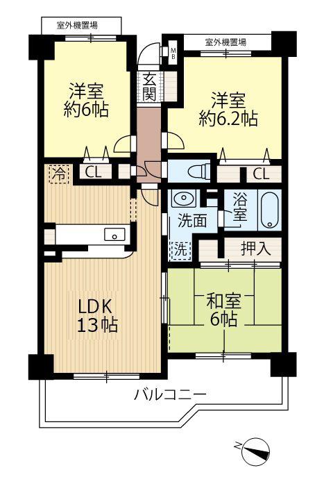 シャンポワール東大宮(3LDK/3階)の間取り写真