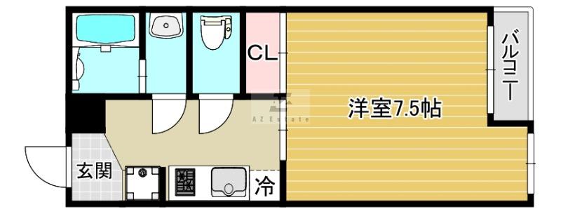 エフォート大国(1K/4階)の間取り写真