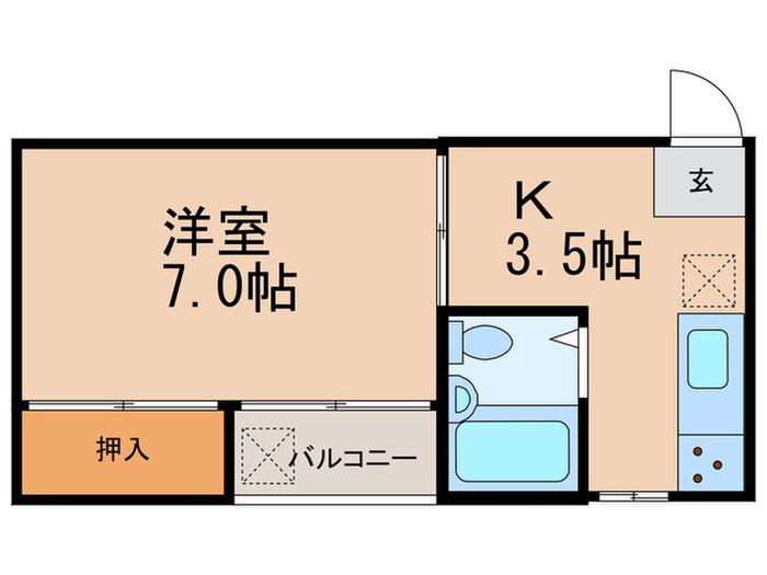 大開マンション(1K/3階)の間取り写真