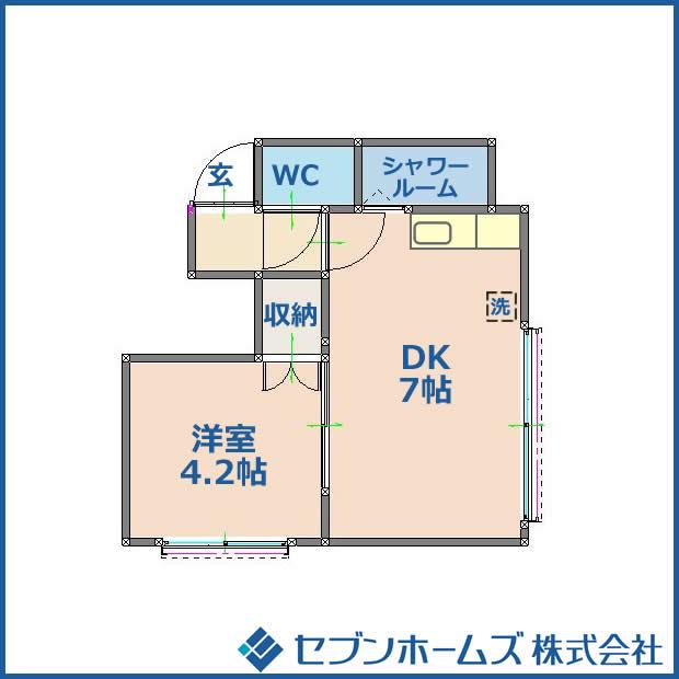 グリーングラス宮の森(1DK/3階)の間取り写真