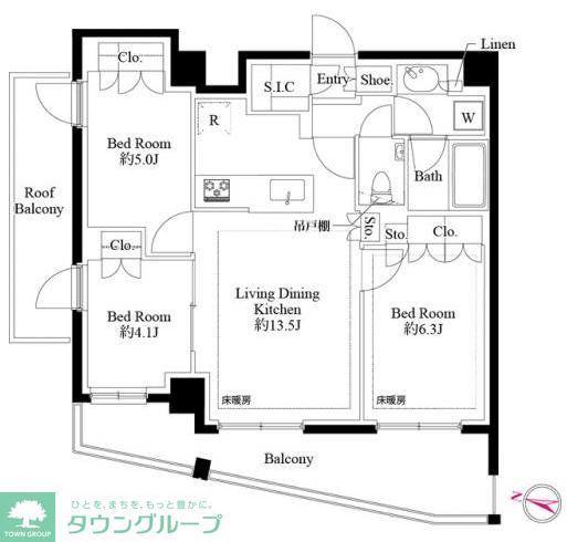 343レジデンス品川(3LDK/4階)の間取り写真