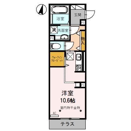 インペリアルヒルズ(ワンルーム/1階)の間取り写真