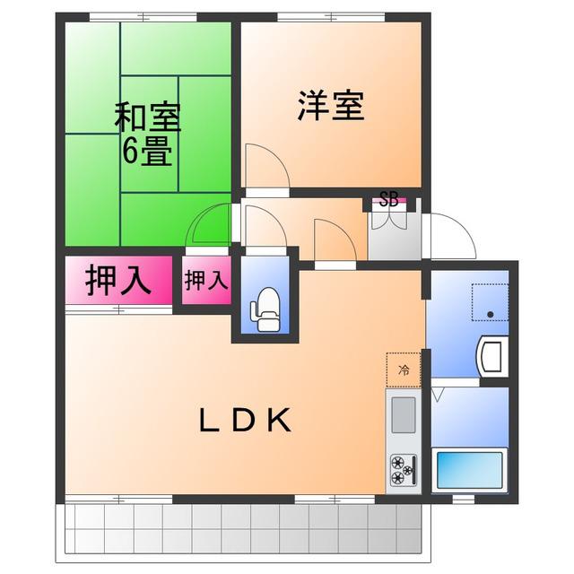ハイツ菅原 E(2LDK/1階)の間取り写真