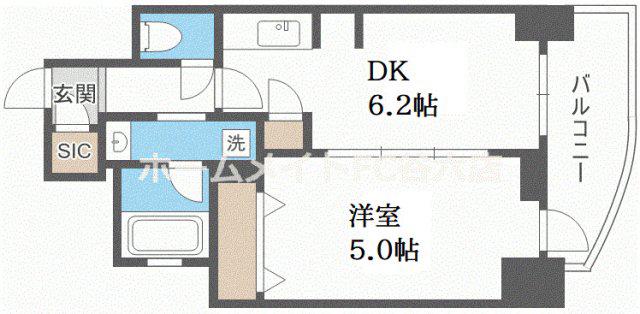 エステムコート北堀江II(1DK/7階)の間取り写真