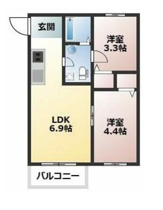 グラン六ッ川(2DK/2階)の間取り写真