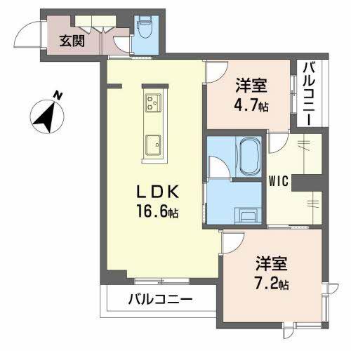 トリフォリア(2LDK/2階)の間取り写真