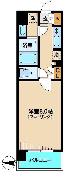 セントラルプレイス新宿御苑前(1K/10階)の間取り写真