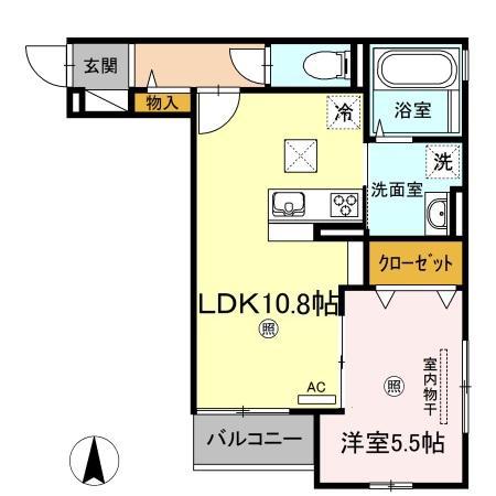 モンレーヴ(1LDK/1階)の間取り写真