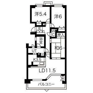 ダイアパレスラピュータ国見C棟(3LDK/2階)の間取り写真