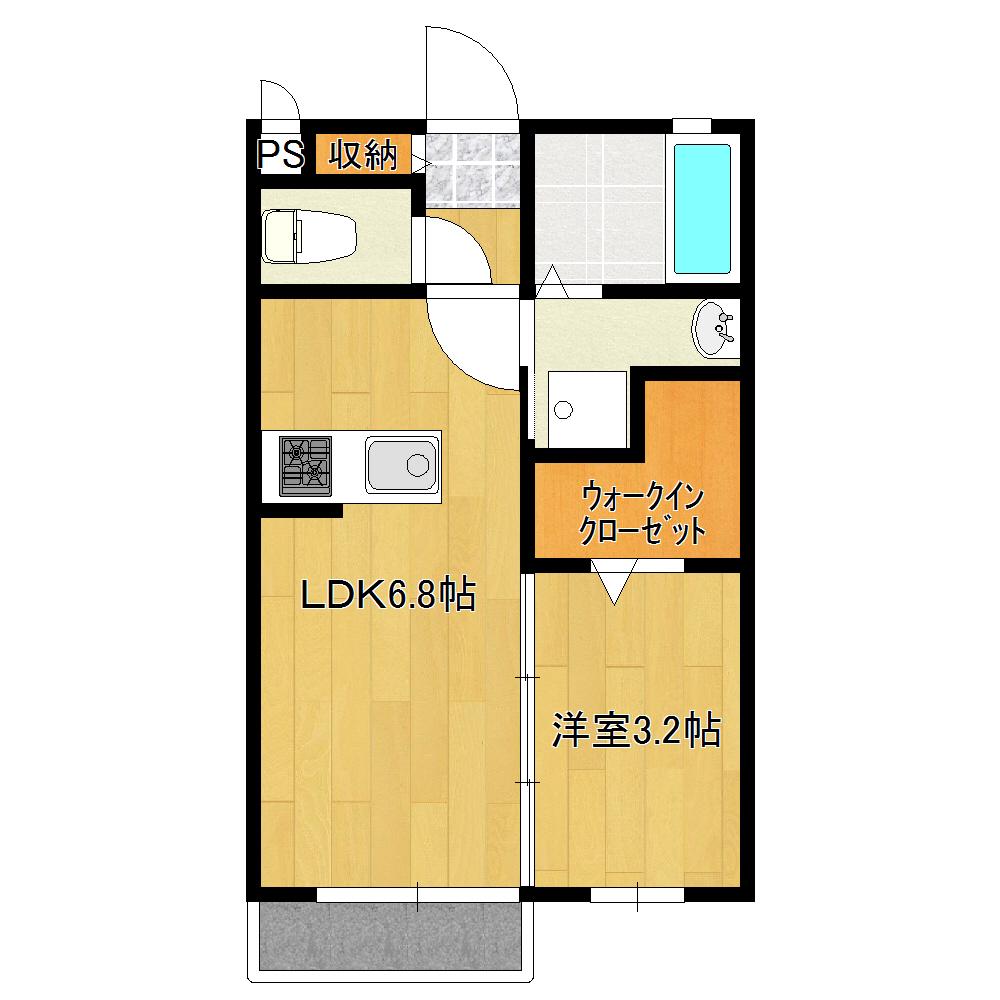 アルバ B(1LDK/1階)の間取り写真