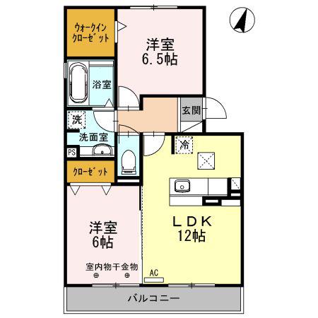 モンクールK&M(2LDK/1階)の間取り写真