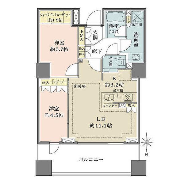 ザ・パークハウス恵比寿(2LDK/7階)の間取り写真